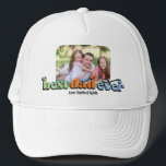Casquette Photo du texte rétro de mon père<br><div class="desc">Ce casquette photo fait un cadeau parfait pour papa! Le design comprend une photo avec des angles arrondis et le texte rétro "meilleur papa jamais". Personnalisez avec le nom des enfants.</div>