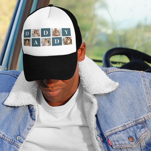 Casquette Photo et cadeaux de papa vert et de collage modern