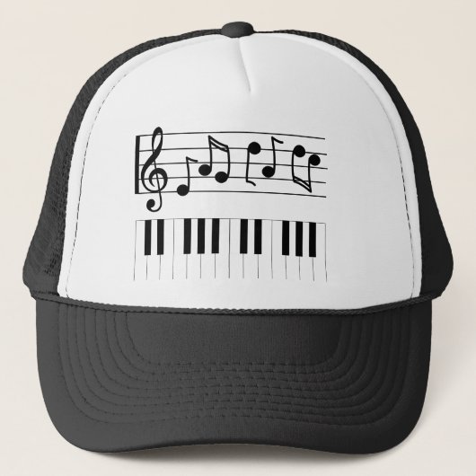 Casquette Piano Keys and Musical Notes (Devant)