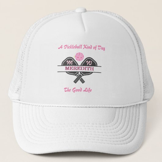 Casquette Pickleball Gal avec paddle Monogramme Prénom (Devant)