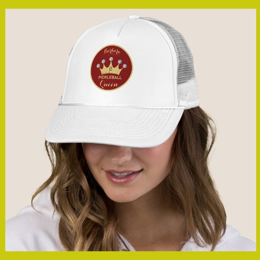 Casquette Pickleball Queen Glam Glitz Monogramme Nom Or