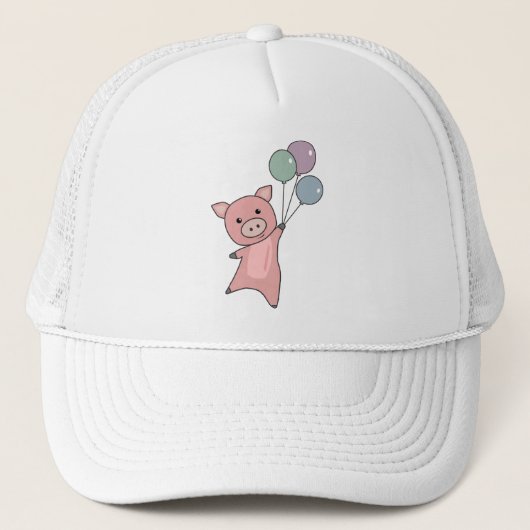 Casquette Pig Piglet Ballons mouches mignons animaux (Devant)