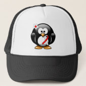 Casquette Pingouin à ruban rouge et blanc (Devant)