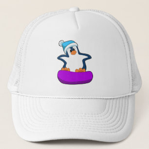 Casquette Pingouin au snowboard avec snowboard
