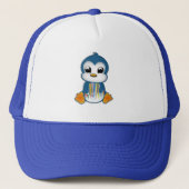 Casquette Pingouin bleu orange mignon (Devant)