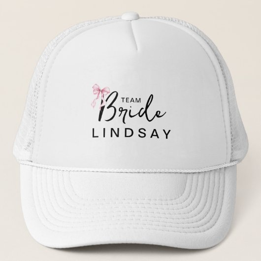 Casquette Pink Bow Team Bride Bachelorette Party  (Devant)
