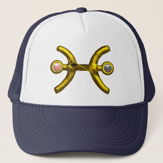 Casquette PISCES or Zodiac signe d'anniversaire, perles rose (Devant)