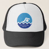 Casquette Pismming venin, swimmer on blue circle custom (Devant)