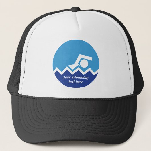 Casquette Pismming venin, swimmer on blue circle custom (Devant)