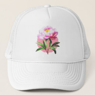 Casquette Pivoine rose point mosaïque fleur