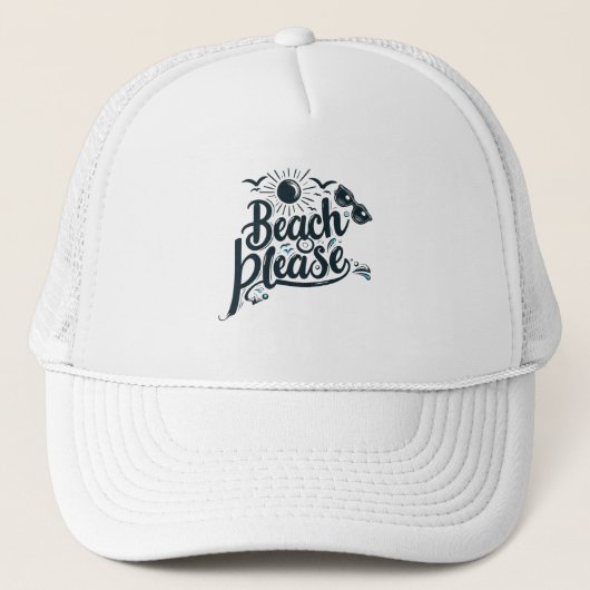 Casquette Plage Bleue et Noire S'il vous plaît Trucker Chape (Devant)