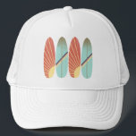 Casquette Planche de surf rouge et bleu rétro cool<br><div class="desc">Tableau vintage cool coloré</div>
