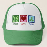Casquette Plant Nursery Peace Love Plants Cute Green<br><div class="desc">Peace Love Plants. A cute plantsman gift for a lover of plants and botany. Cool present for a horticulturist or botanist.</div>