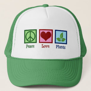 Casquette Plant Nursery Peace Love Plants Cute Green