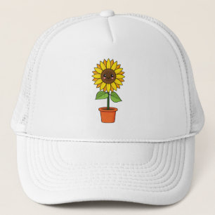 Casquette Plante de tournesol Kawaii dans un pot