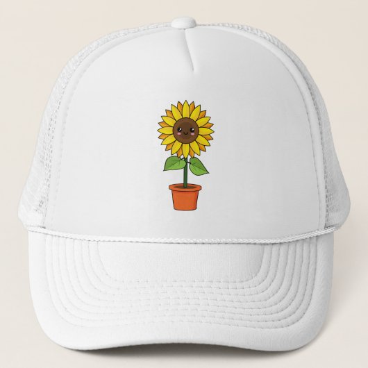 Casquette Plante de tournesol Kawaii dans un pot (Devant)