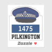 Casquette plat de police avec Sticker nom et numér (Feuille)