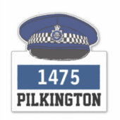 Casquette plat de police avec Sticker nom et numér (Devant)