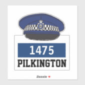 Casquette plat de police avec Sticker nom et numér (Feuille)