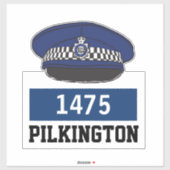 Casquette plat de police avec Sticker nom et numér (Feuille)