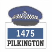 Casquette plat de police avec Sticker nom et numér (Devant)