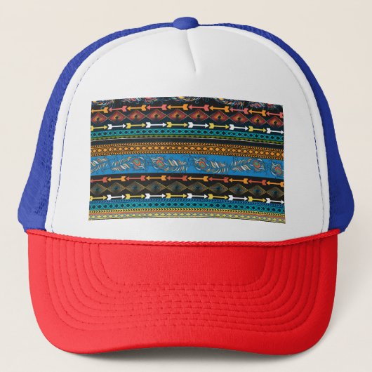 Casquette Plumes ethniques : Broderie Boho Chic (Devant)