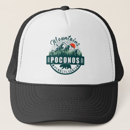 Casquette Pocono Mountains PA Retro Sunset Souvenirs Cadeau (Devant)