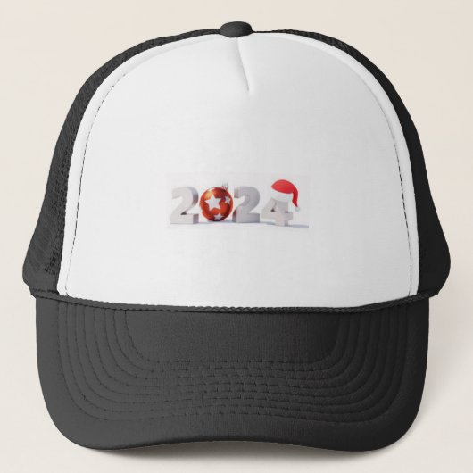 Casquette Points forts festifs de l'année "2024" blanc et no (Devant)