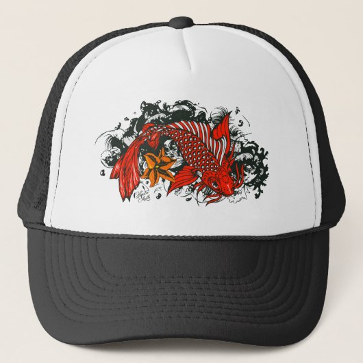 Casquette Poisson koi tattoo old school fish (Devant)