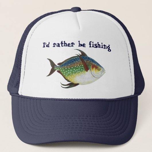 Casquette Poisson vintage d'Opah Tropical, je préfère pêcher (Devant)