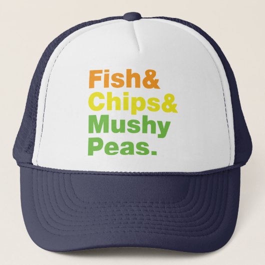 Casquette Poissons & Chips & Pois Musqués. (Devant)