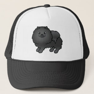 Casquette Pomeranian noir Chien de dessin animé mignon