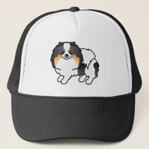 Casquette Pomeranian Tricolore Blanc Chien de Dessin Animé M