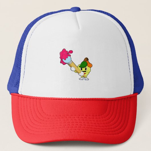 Casquette Pomme comme Peintre avec pinceau (Devant)