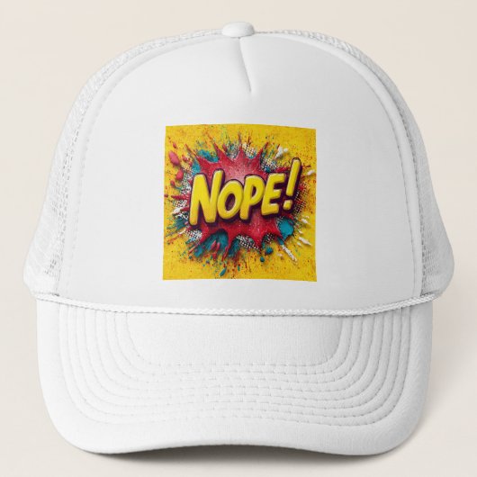 Casquette Pop Art Illustration with Bold Yellow 'NOPE (Devant)