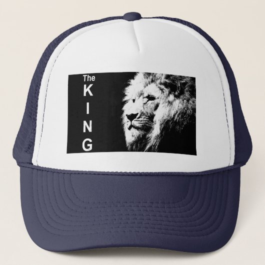 Casquette Pop Art Lion Head White Navy Blue Elegant Moderne (Devant)