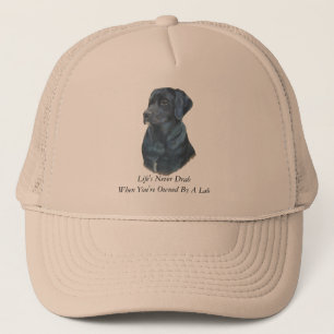 Casquette portrait de chien noir labrador art avec slogan am