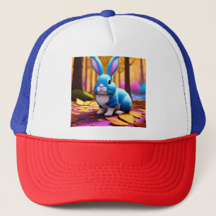 Casquette Portrait de lapin bleu assis