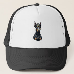 Casquette Portrait vintage de Doberman de la police en noir