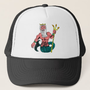 Casquette Poseidon, Dieu grec de la mer tenant Trident