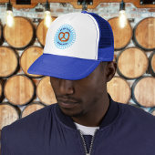 Casquette Pretzel noué Pain sur Bleu & Blanc - propre texte