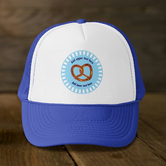 Casquette Pretzel noué Pain sur Bleu & Blanc - propre texte
