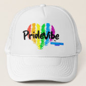 Casquette PrideVibe Rainbow Heart Trucker : gras et non cons (Devant)