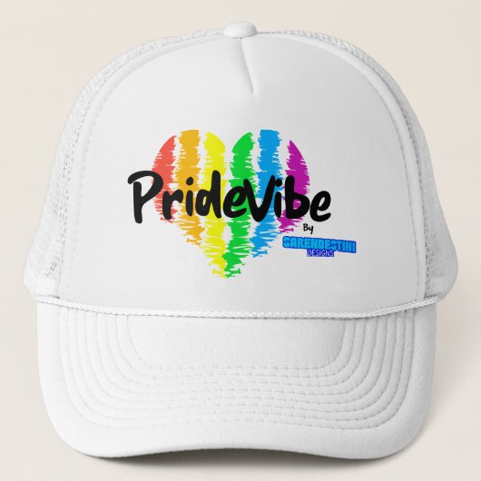 Casquette PrideVibe Rainbow Heart Trucker : gras et non cons (Devant)