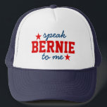 Casquette Pro Bernie Text Design Parle Bernie À Moi<br><div class="desc">Mignonne pro bernie Sanders candidat à la présidentielle 2016 texte design-Parlez Bernie à moi en rouge et bleu. Les étoiles rouges ont des accents.</div>