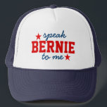 Casquette Pro Bernie Text Design Parle Bernie À Moi<br><div class="desc">Mignonne pro bernie Sanders candidat à la présidentielle 2016 texte design-Parlez Bernie à moi en rouge et bleu. Les étoiles rouges ont des accents.</div>