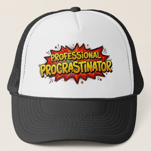 Casquette Professionnel de la procrastination Bande dessinée (Devant)