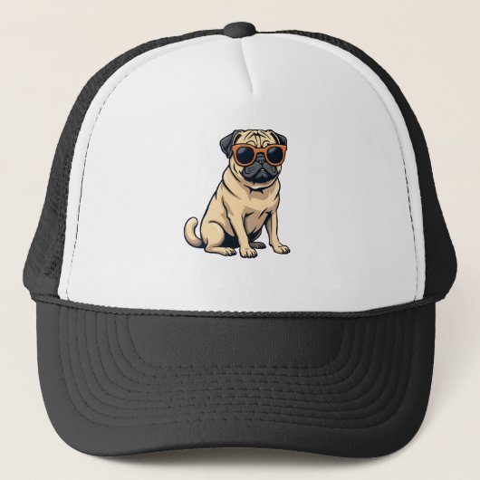 Casquette Pug vintage faisant le dab avec des lunettes de so (Devant)