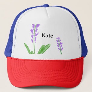 Casquette Purple lavender floral watercolor add name text cu