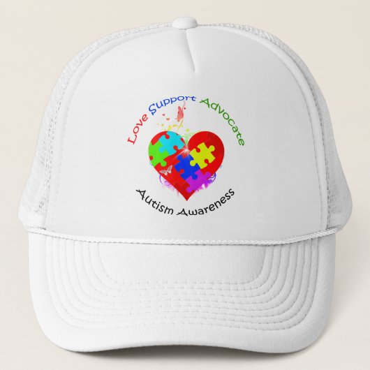 Casquette Puzzle de l'autisme sur le coeur (Devant)